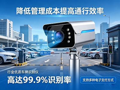 降低管理成本提高通行效率:高达99.9%识别率的行业优质车牌识别仪,支持多种电子支付方式,可降低管理成本提高通行效率。