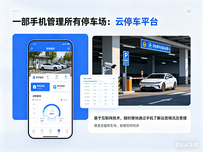 一部手机管理所有停车场:基于互联网技术的云停车平台,无论身何地,随时随地可通过手机了解停车场的运营情况及对停车场进行管理。